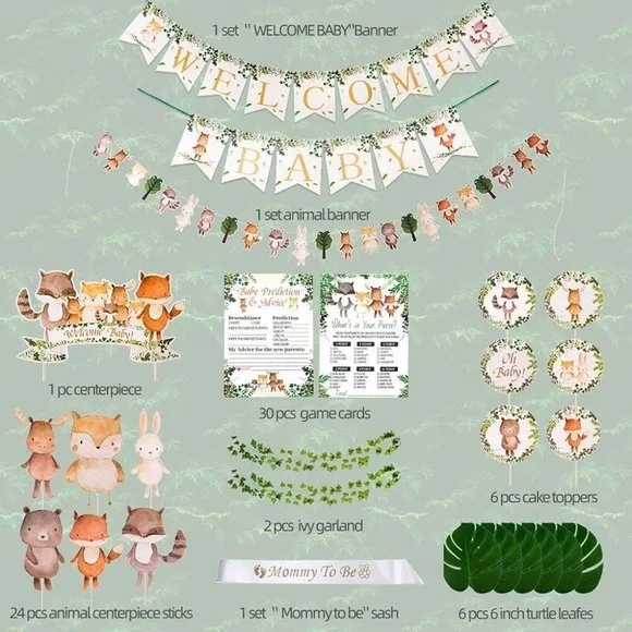 Gender Neutral Woodland Baby Shower Decorations Kit X002ZHQ6RD - Picture 2 of 7
